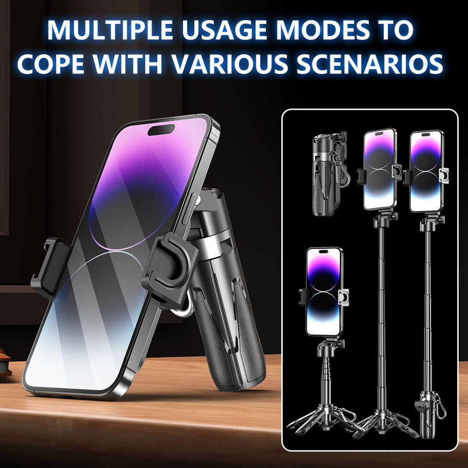 El Selfie Çubuğu Tripod Standı iPhone Akıllı Telefon için Bluetooth Uzaktan Taşınabilir Anahtarlık ile Katlanabilir Telefon Tutucu