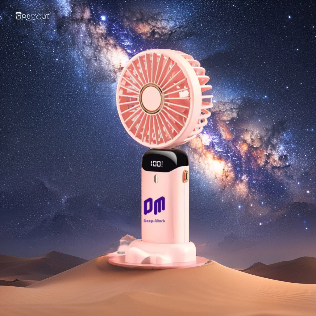 Şarjlı Taşınabilir  Mini El Fanı Dijital Göstergeli (1200 Mah.Pil Gücü) Ultra Hafif Ergonomik