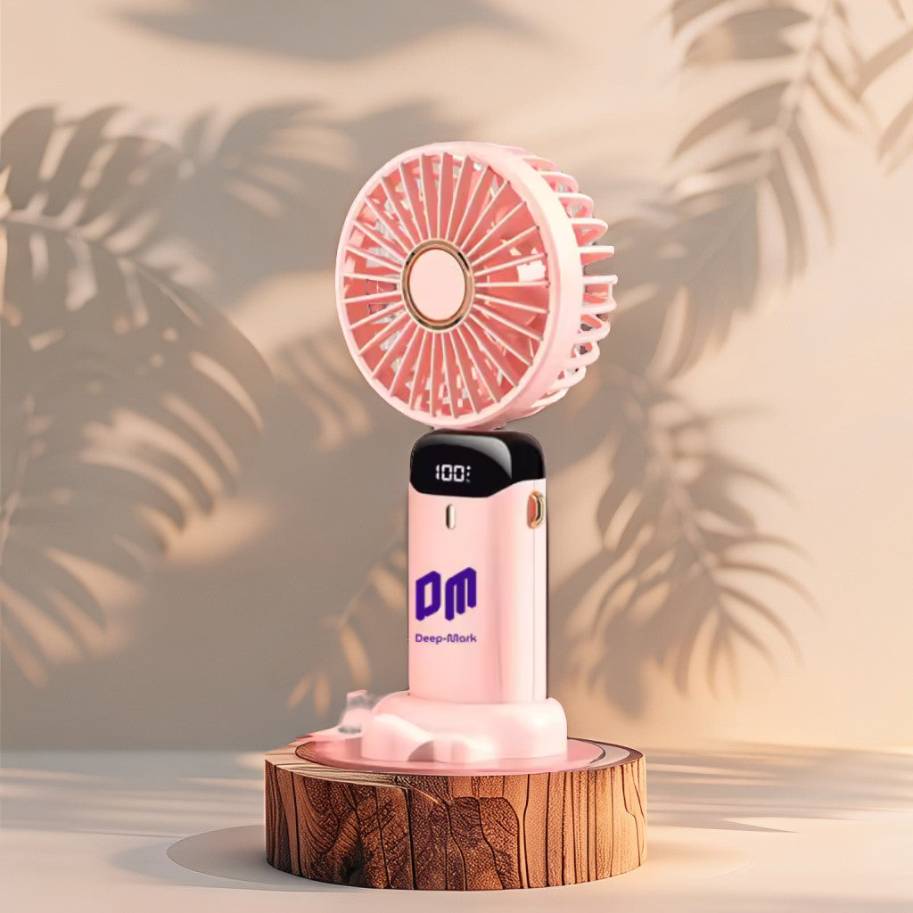 Şarjlı Taşınabilir  Mini El Fanı Dijital Göstergeli (1200 Mah.Pil Gücü) Ultra Hafif Ergonomik