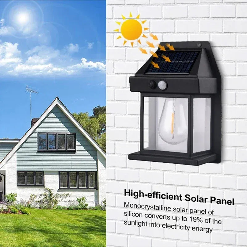 Açık Güneş Duvar Lambası Su Geçirmez Tungsten Filament Lamba İndüksiyon Lambası Ev Işık Bahçe Duvar Işık