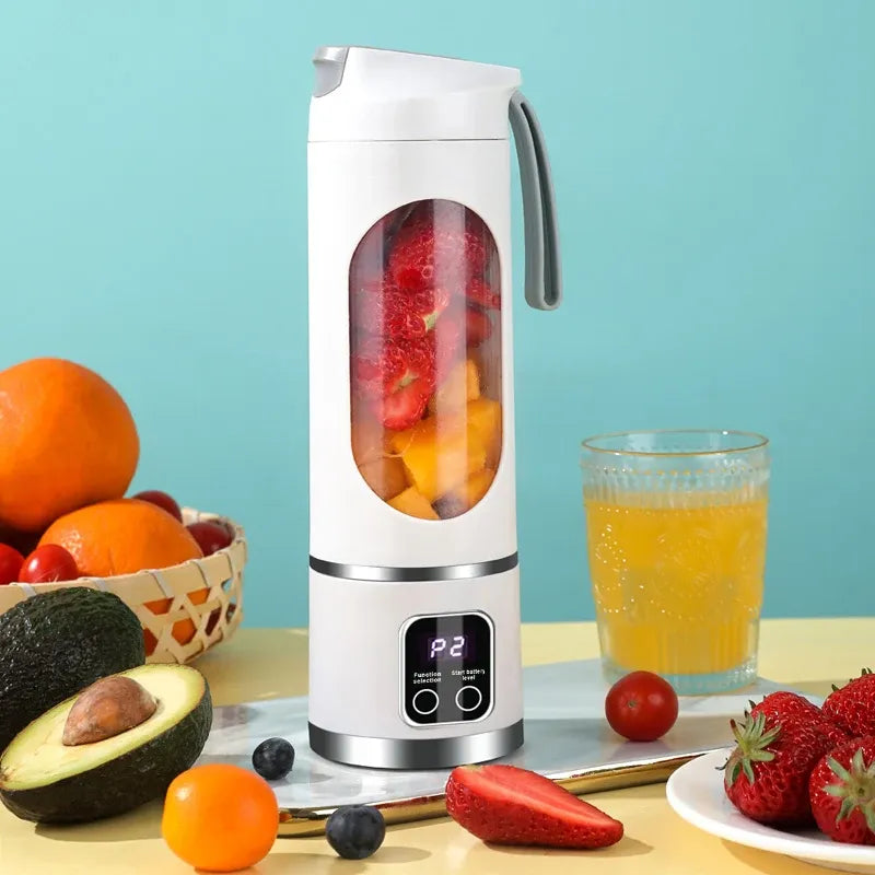 Smoothie Blender USB Şarjlı Taşınabilir Meyve Sıkacağı 8 Bıçaklı Kafa 3 Dişli Ayarlanabilir Çift Kapaklı Tasarım Uzun Ömürlü Yüksek Güçlü Buz Kırıcı