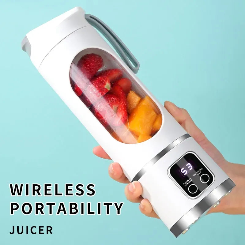 Smoothie Blender USB Şarjlı Taşınabilir Meyve Sıkacağı 8 Bıçaklı Kafa 3 Dişli Ayarlanabilir Çift Kapaklı Tasarım Uzun Ömürlü Yüksek Güçlü Buz Kırıcı