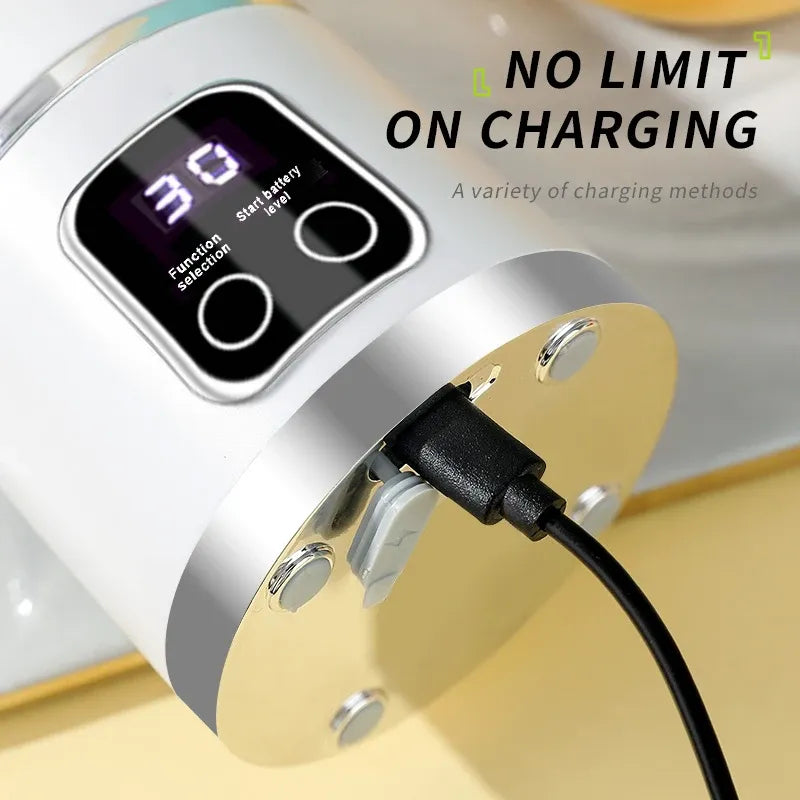 Smoothie Blender USB Şarjlı Taşınabilir Meyve Sıkacağı 8 Bıçaklı Kafa 3 Dişli Ayarlanabilir Çift Kapaklı Tasarım Uzun Ömürlü Yüksek Güçlü Buz Kırıcı